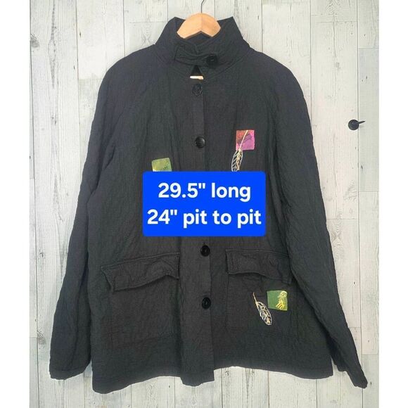 VTG Odile Cotton Eclectic Grandma Art To Wear Hand Painted Jacket Sz. XL - Picture 2 of 9